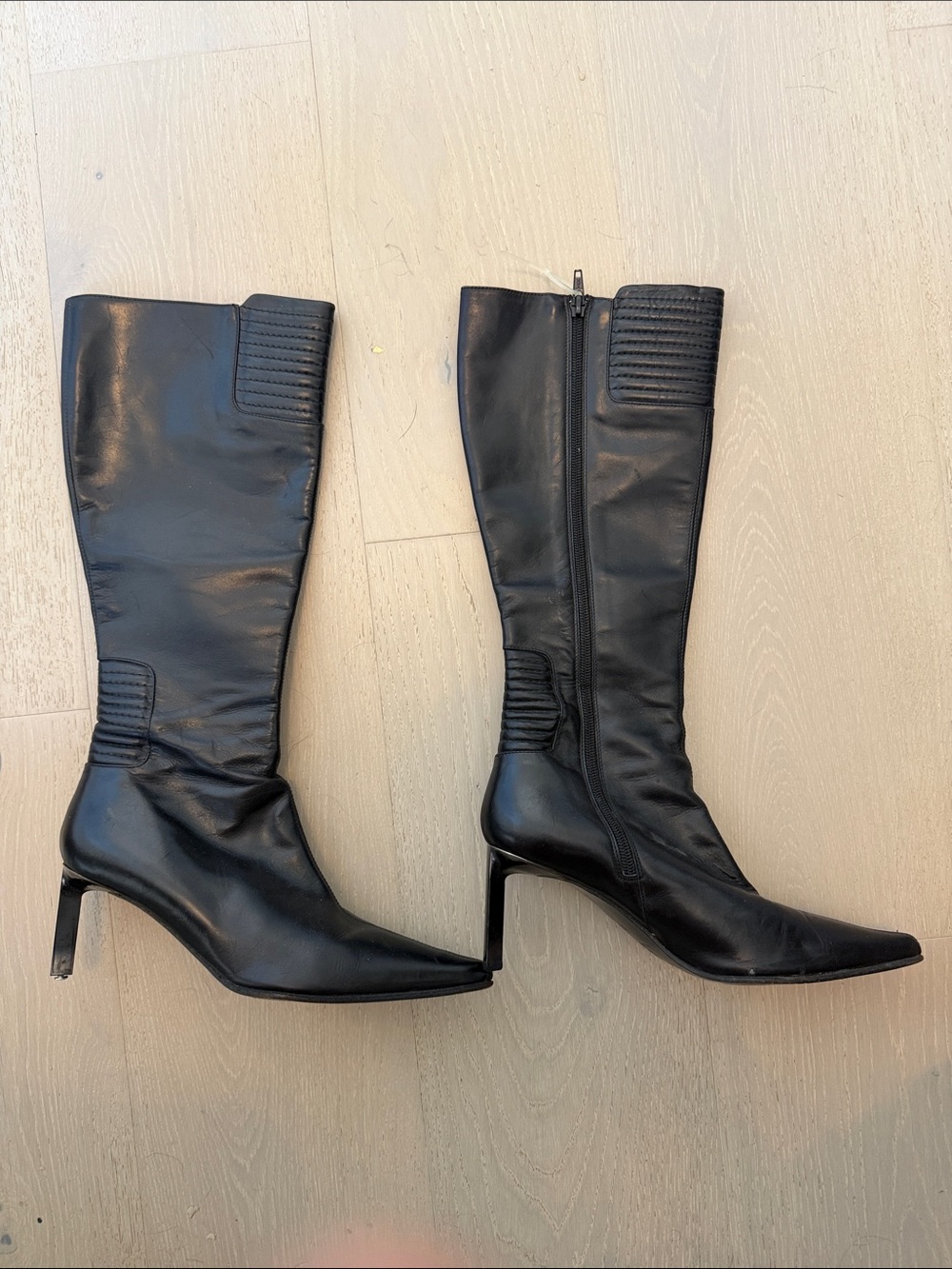 Kalliste Black Knee-High Pointed Toe Boots